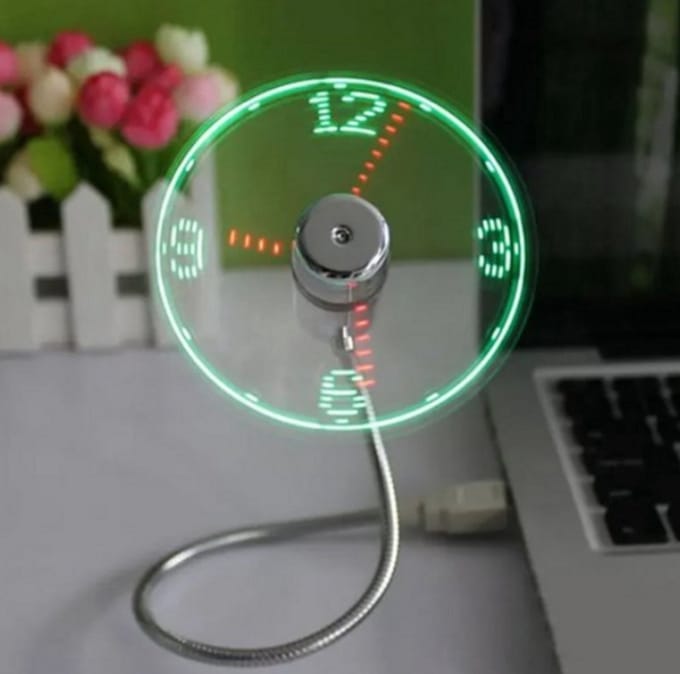 Usb Gadget Duurzaam Verstelbare Mini Flexibele Fan Led Light Usb Fan Tijd Klok Laptop PC Klok Luxe Tijd Display