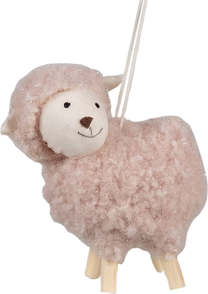 Clayre & Eef Paashanger Schaap 8 cm Roze Synthetisch