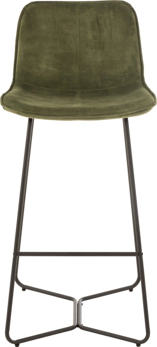 J-Line barstoel Laurent - metaal/textiel - groen - 2 stuks