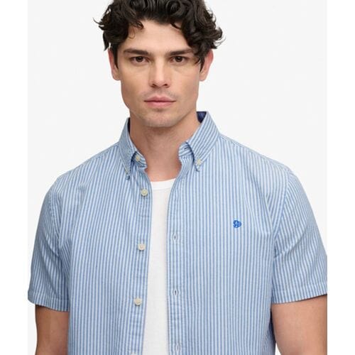 Superdry Preppy Oxford Overhemd Met Korte Mouwen Blauw M Man