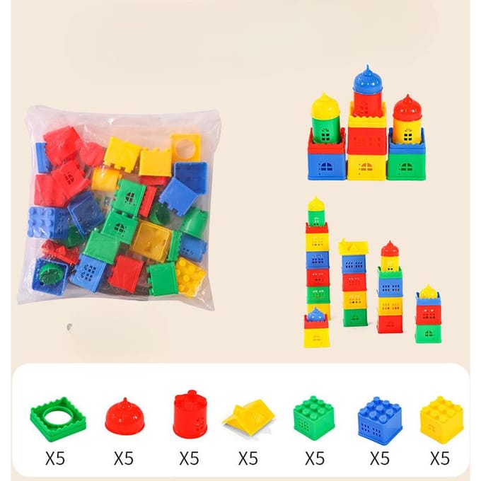 Jouet Blocs de Construction Éducatifs pour Enfants Éveil Assemblage de Bâtiments et Blocs de Construction à Particules Enfichables Compagnon à la Maison Nouveaux Jouets 35*28*18cm multi