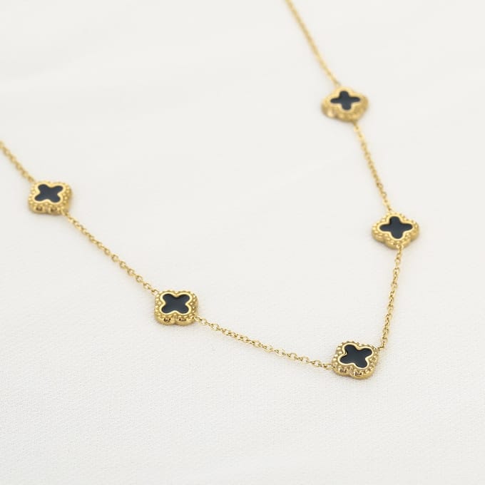 Ketting - Michelle Bijoux - Ketting - 40 + 5 cm - Goud/Zwart - Cadeau