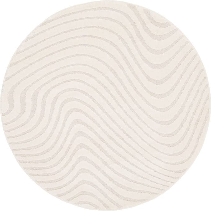 sweeek - Interieur vloerkleed met verhoogd golfpatroon in crème - chuck