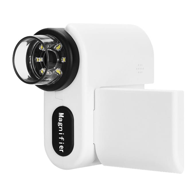 Zakmicroscoop voor kinderen Draagbare microscoop met één lens 2,0 inch LED-scherm 1000 keer wit