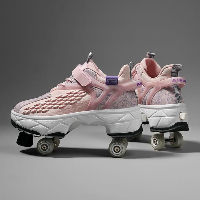 Chaussures transformables 3 à 6 ans Patins à roulettes transformables à quatre roues Peuvent marcher et patiner Patins de célébrité Internet Filles 43 black