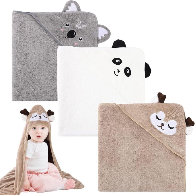 Solidchoice - Set van 3 Baby Badhanddoeken met Capuchon