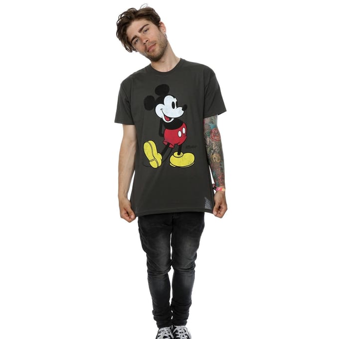 Disney Heren Mickey Mouse Classic Kick T-Shirt (Licht Grafiet)