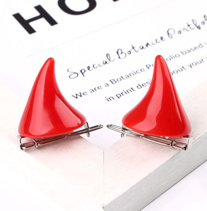 Duivel hoorntjes clips - Punk en Halloween haarspelden - Rood - 2 stuks