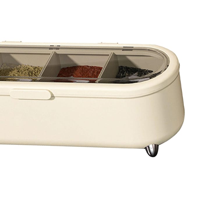 Keuken Kruidenbox 4 Compartimenten Specerijencontainer met Transparant Venster voor Specerijen Zout white