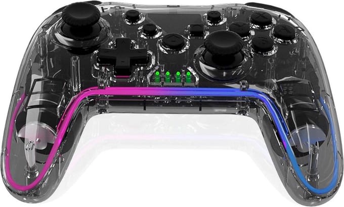 Pro Controller Draadloos - draadloze schakelaar controller - Geschikt voor Nintendo Switch Controllers - Controller Switch Support Turbo - up-functie en verstelbare LED (transparant zwart)