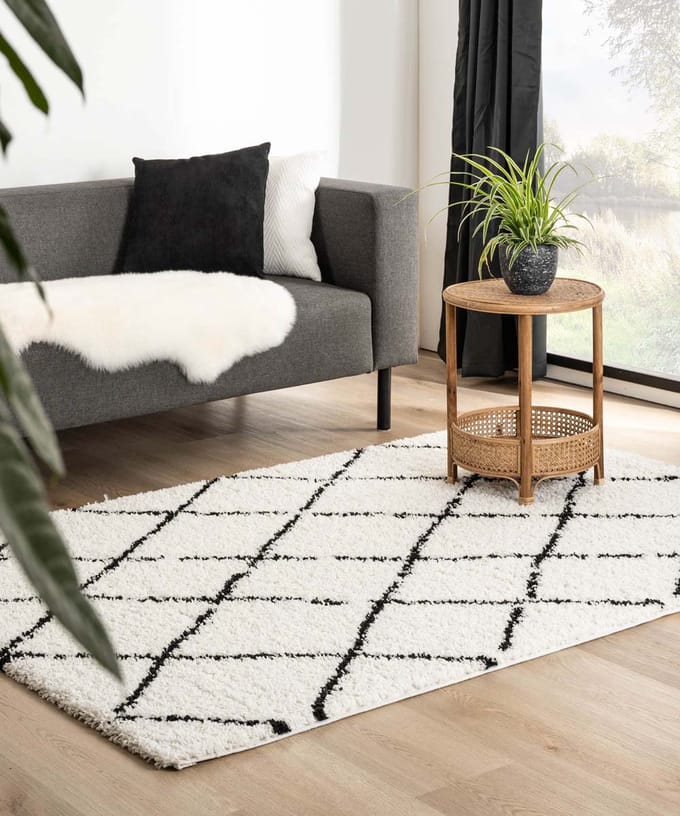 Berber vloerkleed - Habitat wit/zwart 200x300