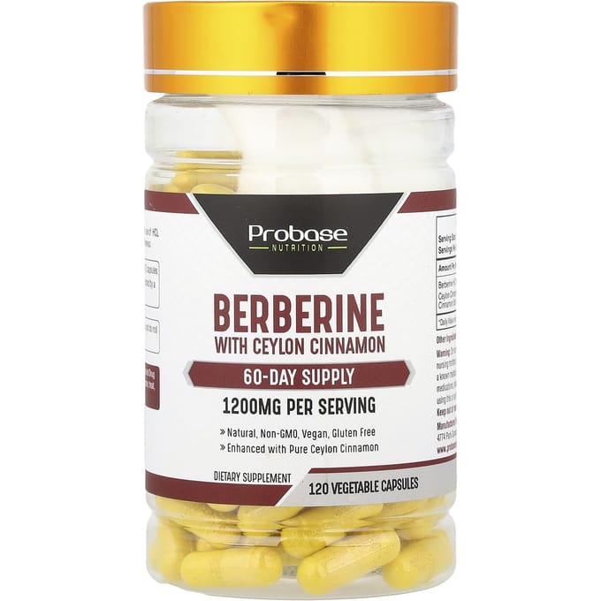 Probase Nutrition, Berberine en Ceylon Kaneel, 120 Plantaardige Capsules