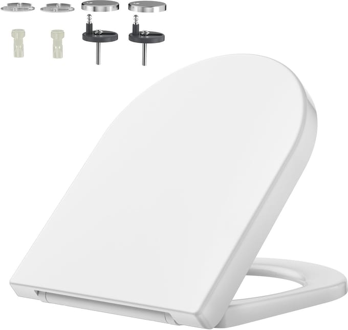Wc-bril met nano-glas, antibacterieel ergonomisch design, snelle ontgrendeling met één knop, universeel wit deksel