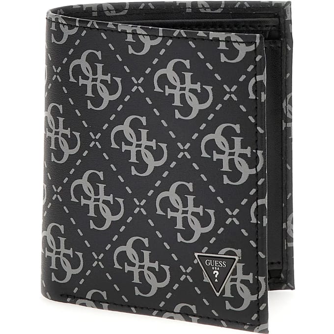 GUESS Leren Portemonnee Mito Small Billfold Wallet With Coinpocket Dark Black Zwart