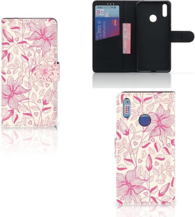 Huawei Y7 (2019) Hoesje Pink Flowers