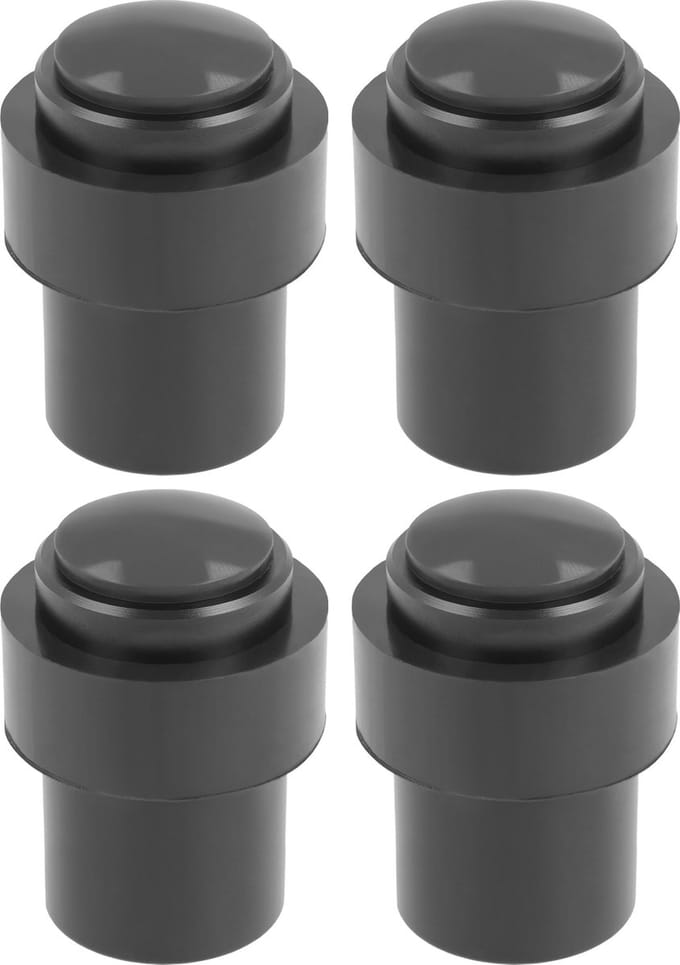 AMIG Deurstopper/deurbuffer - 4x - D30mm - inclusief schroeven - mat zwart