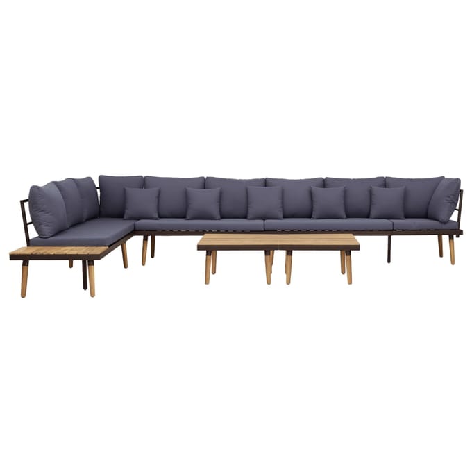 vidaXL - Loungeset - 8-zits - met - kussens - massief - acaciahout