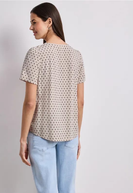 Blouseshirt met korte mouwen en ronde hals