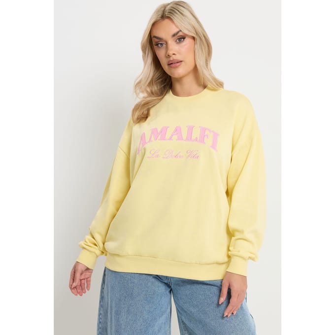 Yours Geel Geborduurd 'Amalfi' Sweatshirt Size 46