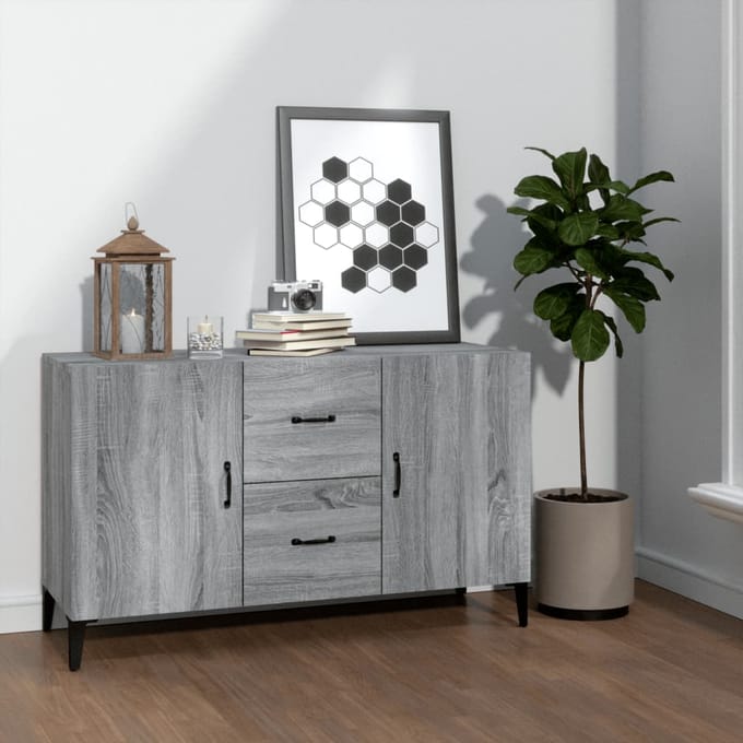 vidaXL - Dressoir - 100x36x60 - cm - bewerkt - hout - grijs - sonoma - eikenkleurig