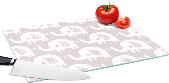 Glazen Snijplank - 39x28 - Olifant - Design - Stippen - Snijplanken Glas