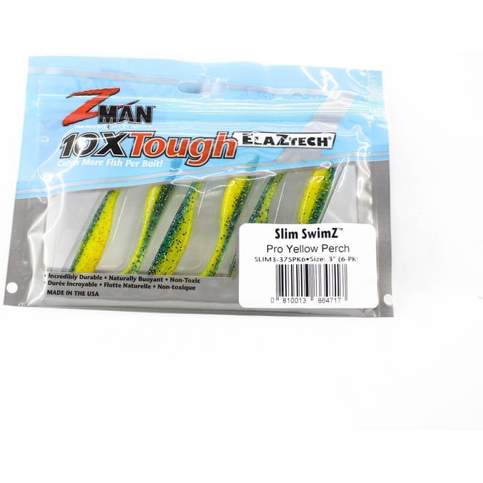 Zman Soft Lure Slim SwimZ 3 Inch 6/Pack Pro Geel Baars (4717)