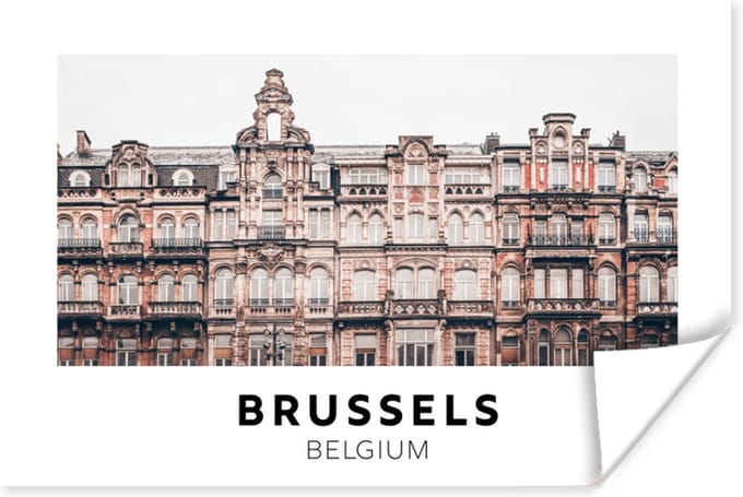 Poster België - Brussel - Huizen - 60x40 cm