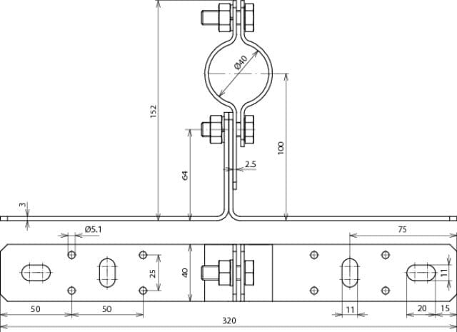 Dehn WB D40 WA V2A Montagebeugel met klem voor buizen - 105140
