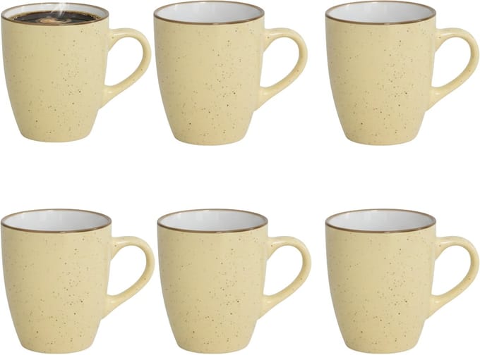 Gerimport Koffie / thee mok Sweets - 6x stuks - geel - 350 ml - keramiek