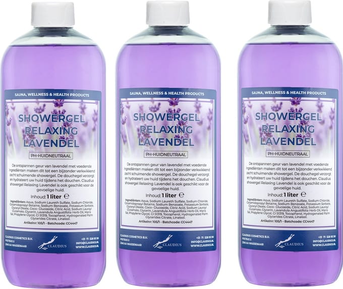 Claudius Douchegel Relaxing Lavendel 1 liter - set van 3 stuks - Showergel