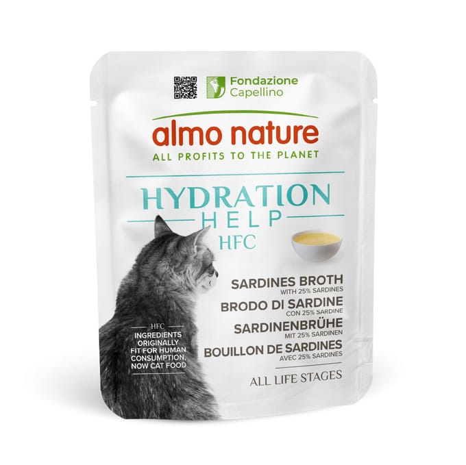 6x50g Almo Nature HFC Hydration Help sardinebouillon met sardientjes nat kattenvoer