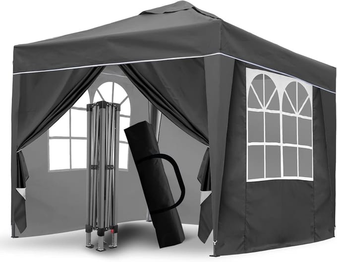 Pop Up Tent - Feest Overkapping - Buitenfeest Organiseren - Volledig Waterdicht - 3x3 Meter - Grijs