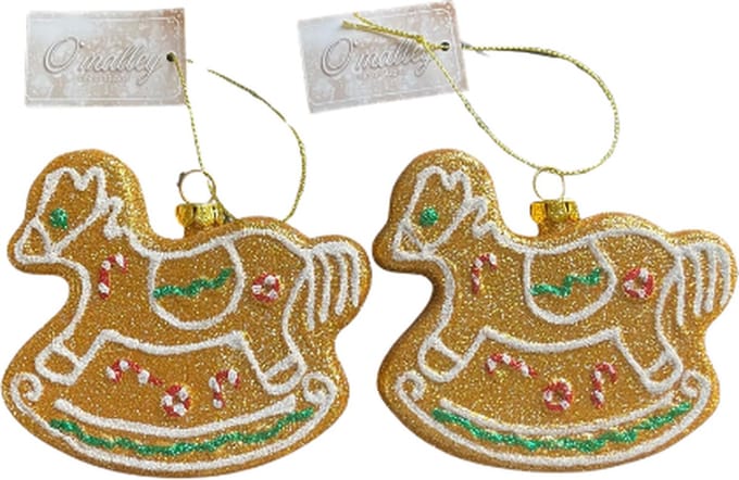 Kerst ornament Gingerbread Paard - Set van 2 - 10CM -Gingerbread Paard Ornament - 2 Stuks