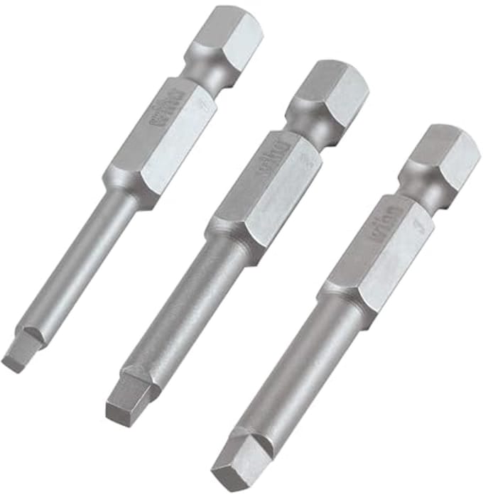 Schroefbitset 3-delig 50mm - Robertson bits No.1, No.2, No.3 - Quick chuck compatibel - SnelShoppen