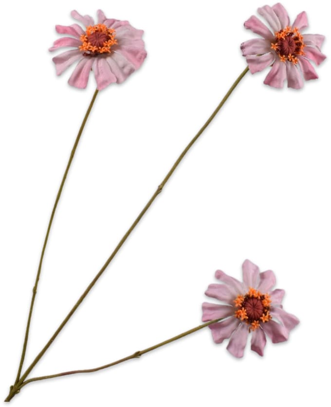 Silk-ka - Kunstbloem - zinnia - roze - H64 cm - 2 stuks