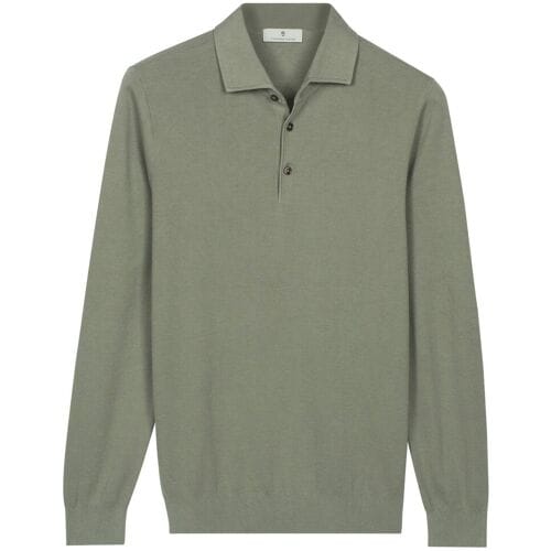 Thomas Maine Trui Solid Color Half Milano Knit Groen / male
