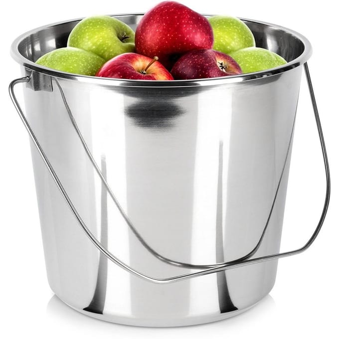 Seau Orion en Acier Inoxydable avec Poignée, 12 L, 27 x 27 cm