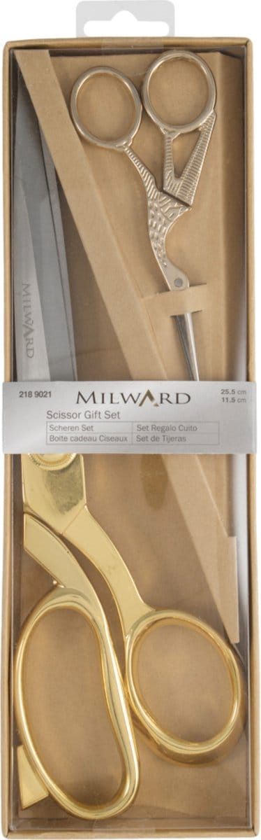 Milward Set Stoffenschaar (25,5cm) & Borduurschaar (11,5cm) Gold