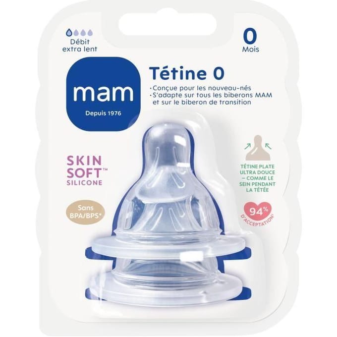 MAM Flessenaccessoires Speen Siliconen Pasgeborene Stroom 0 Extra Langzaam 2 stuks