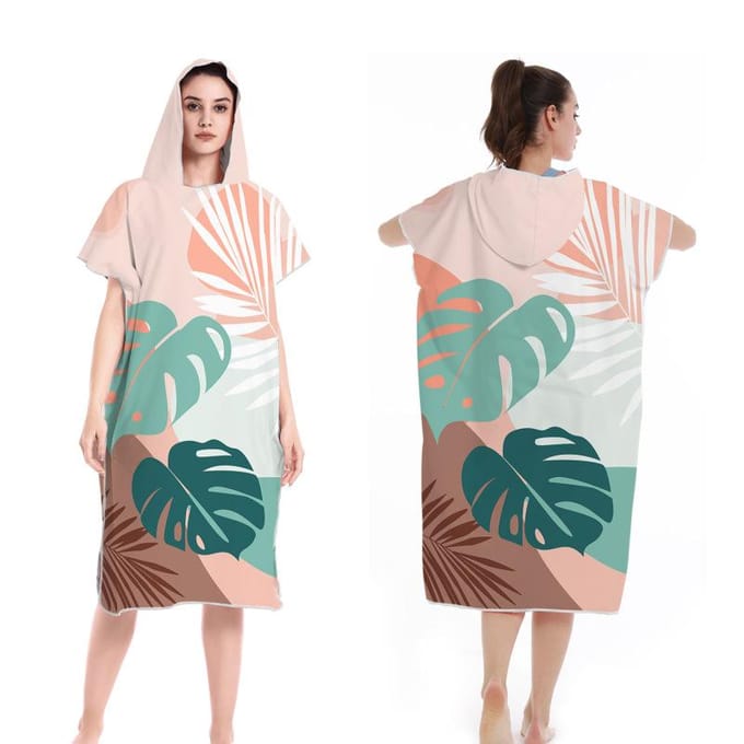 Poncho de Surf Serviette Microfibre Poncho de Surf à Capuche Robe de Bain pour se Changer Séchage Rapide Serviette de Plage Piscine avec Capuche Combinaison Néoprène 110X80cm
