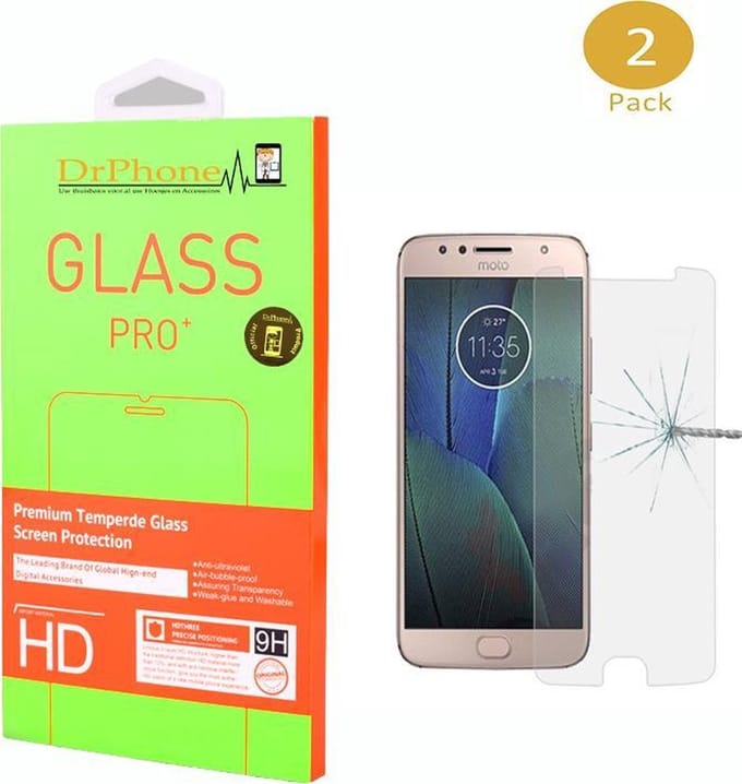 DrPhone 2 x Moto G5s Plus  Glas - Glazen Screen protector - Tempered Glass 2.5D 9H (0.26mm)