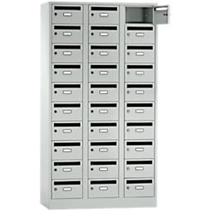 Postverdeelkast, met inwerpgleuf, 3 compartimenten, veiligheidscilinderslot, lichtgrijs