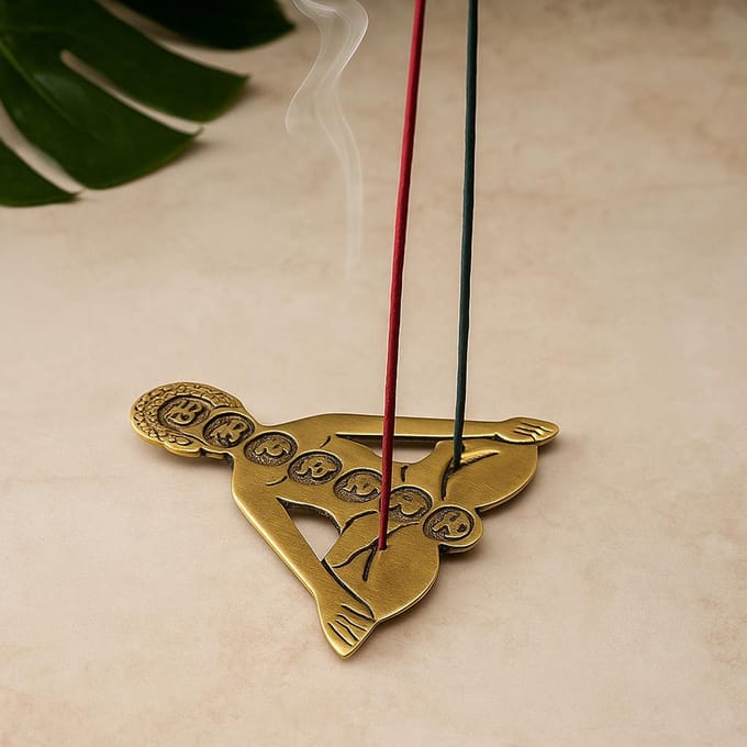 Gouden aluminium Seven Chakra Yoga wierookhouder 12x12cm