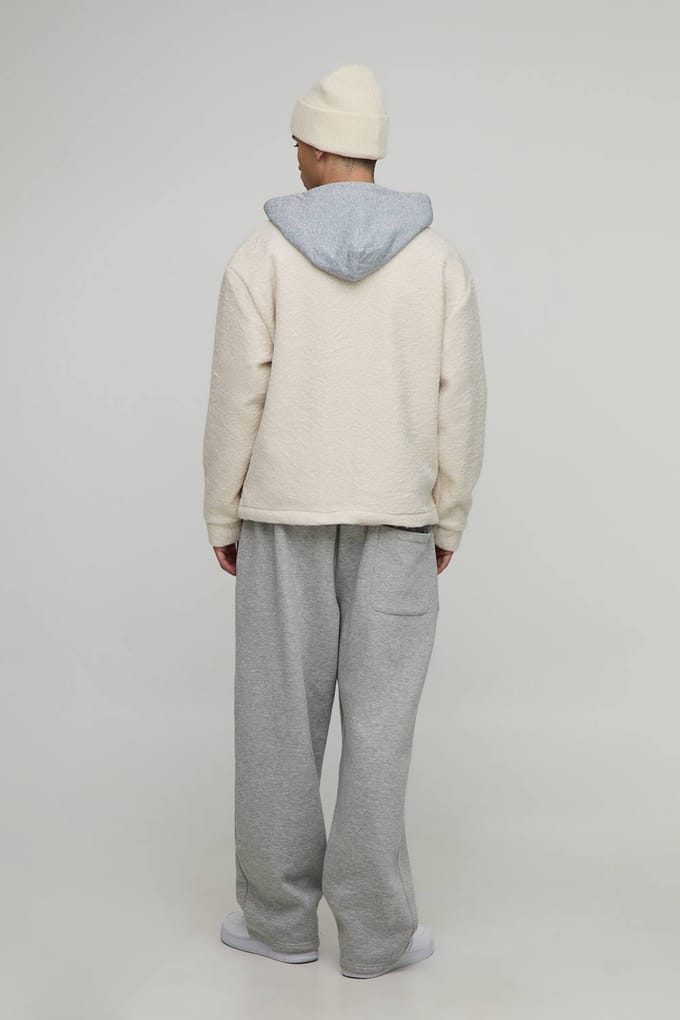 Oversized Hooded Brushed Overshirt | Stone | Size Medium