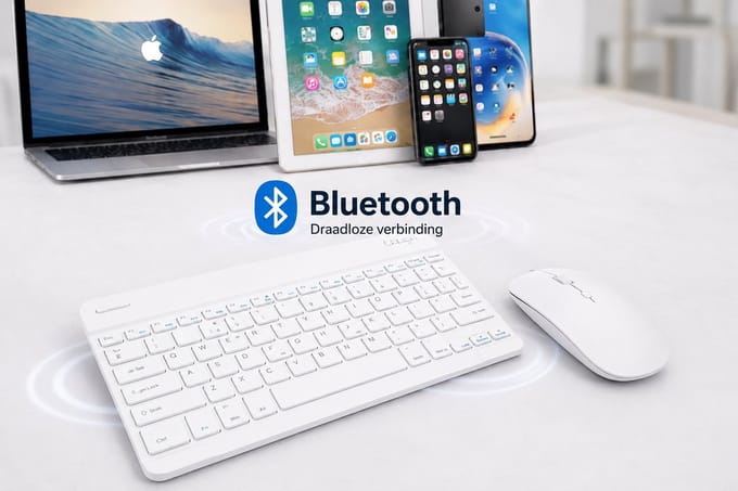 Bluetooth Toetsenbord en Muis Set – Oplaadbaar Toetsenbord – Draadloze Bluetooth Muis – USB-C – Compact – Voor iPad, Android, Windows