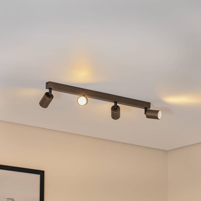 TK Lighting Plafondspot Top, verstelbaar, bruin, 4-lamps lineair