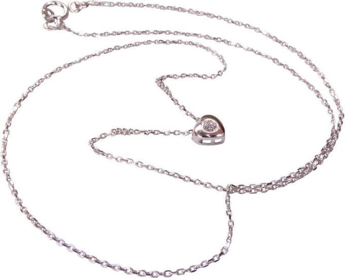 14 karaat wit gouden ketting hart