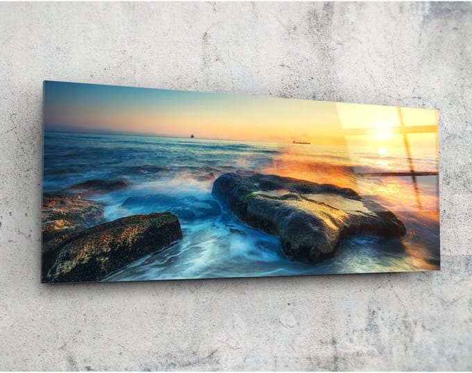 Panorama Glasschilderij - Zee - Landschappen - Natuur - 92 x 36 cm