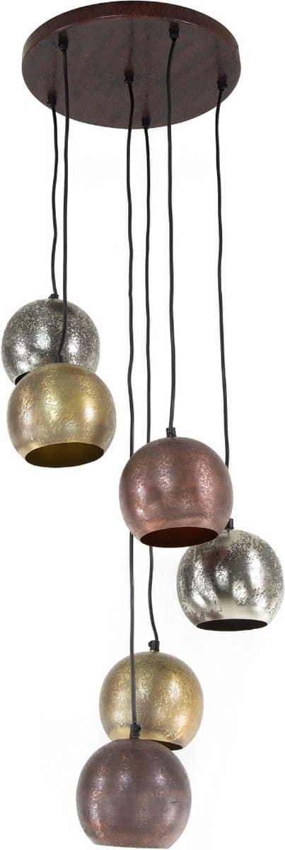 AnLi Style Hanglamp 6x bol getrapt metal print