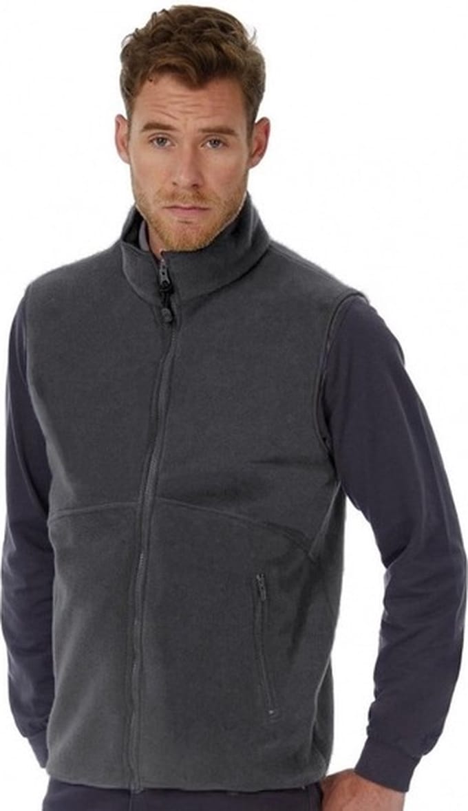 Bodywarmer 'Traveller+ Fleece' merk B&C maat M Charcoal Grijs